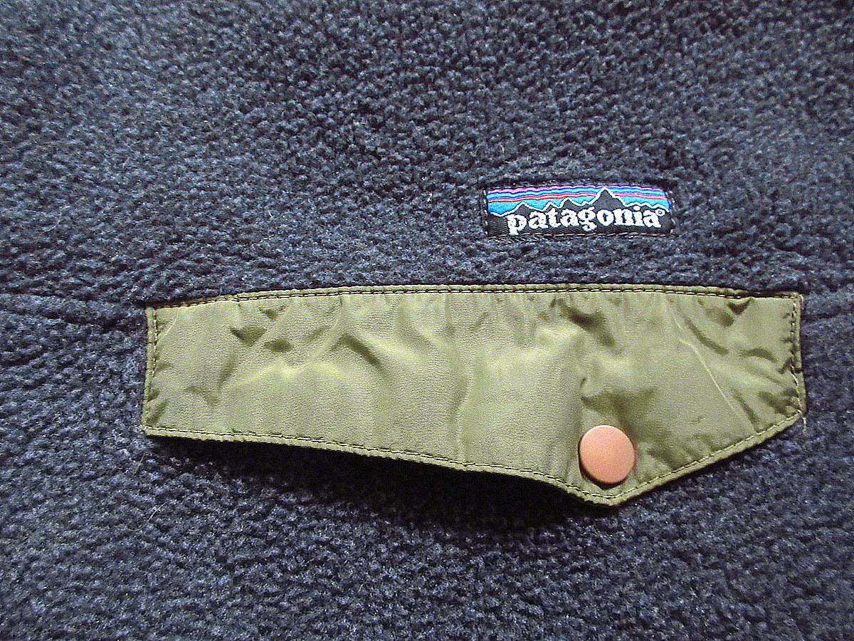 ビンテージ90's○Patagonia SYNCHILLAスナップTグレー×オリーブsize