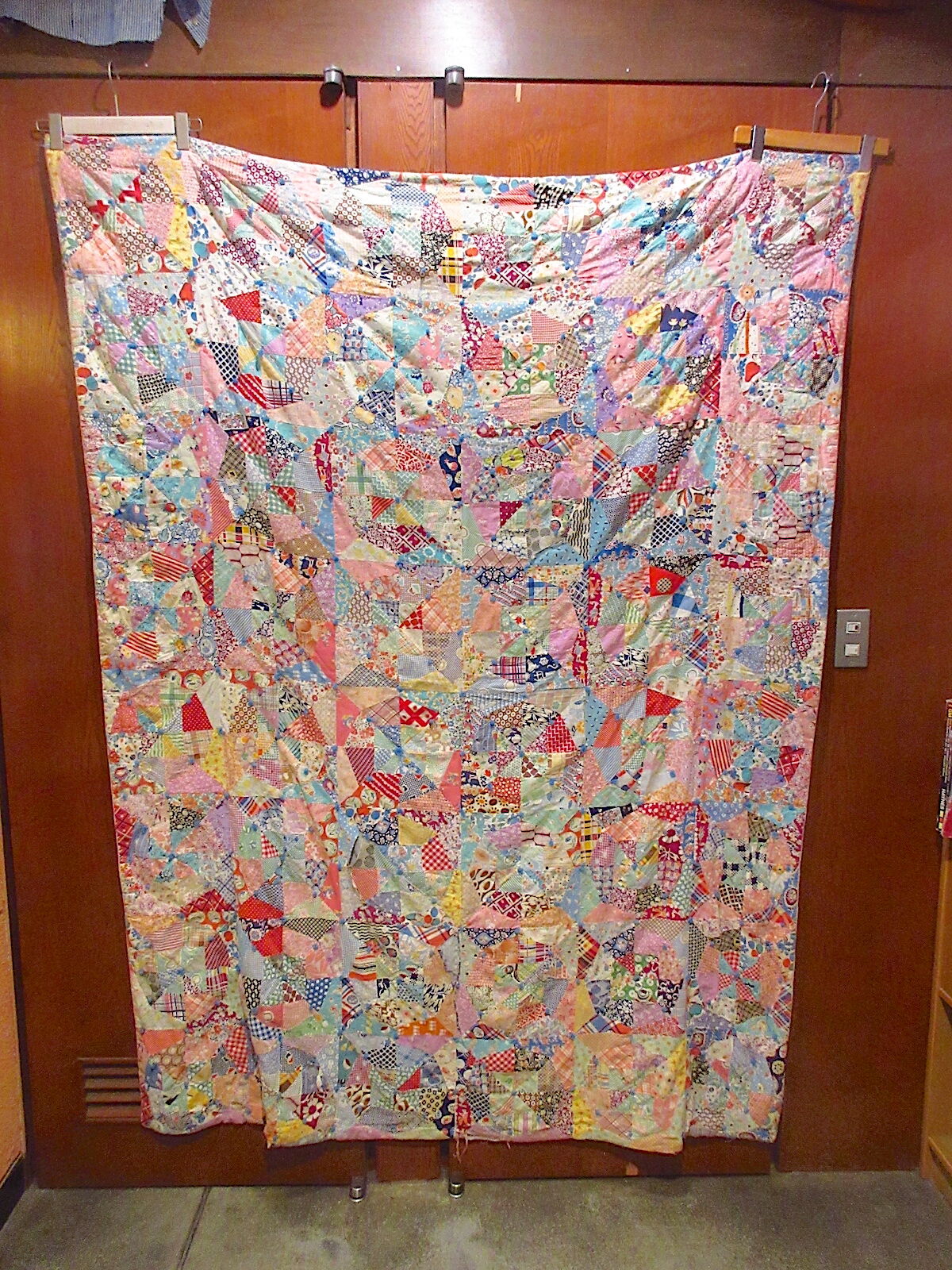 ビンテージ~40's○パッチワークキルトファブリックsize 200cm×152cm