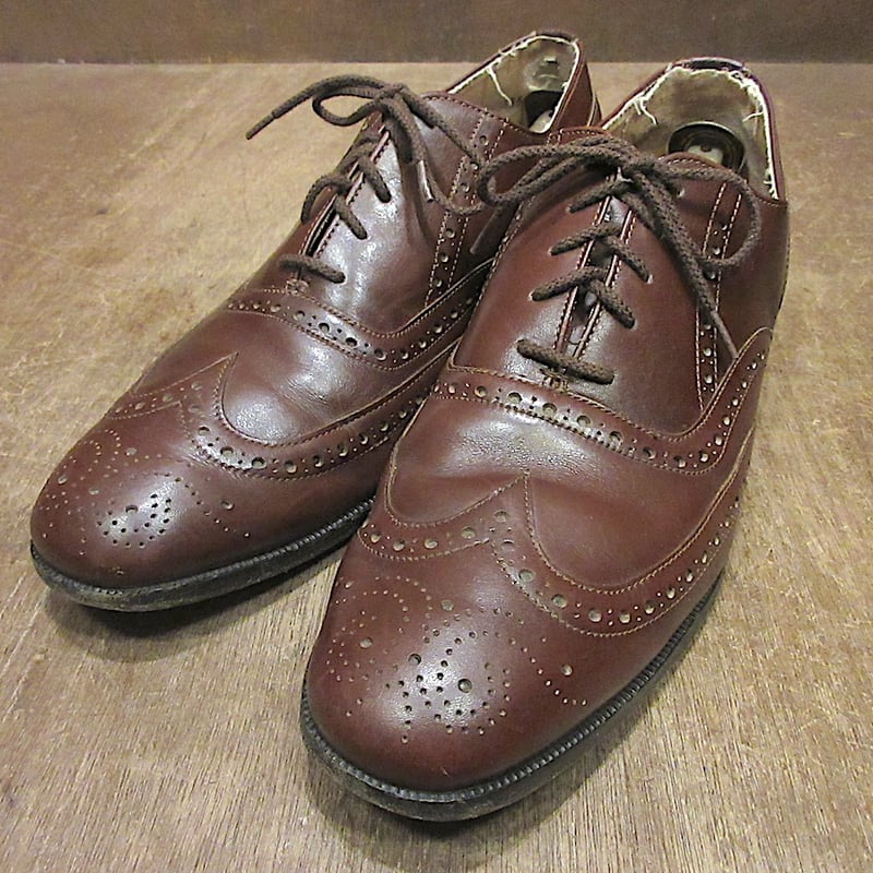ビンテージ○NUNN-BUSHレザーウイングチップシューズ茶size 9 1/2