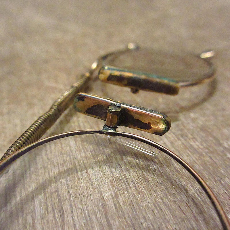 ビンテージ~30's○バースプリング型フィンチ眼鏡○221129i1-eygls