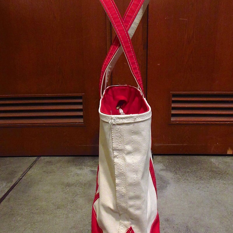 LL Bean ヴィンテージバック ビンテージ○L.L.Beanジッパー付きキャンバストートバッグ生成り