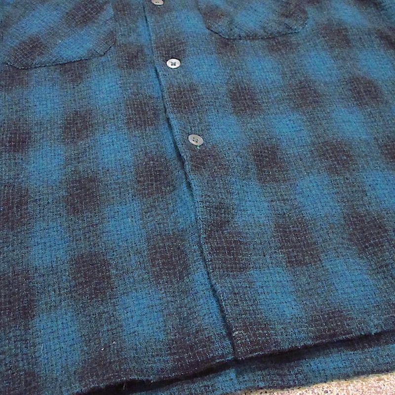 ビンテージ50's○PILGRIMシャドーチェックウールループカラーシャツ