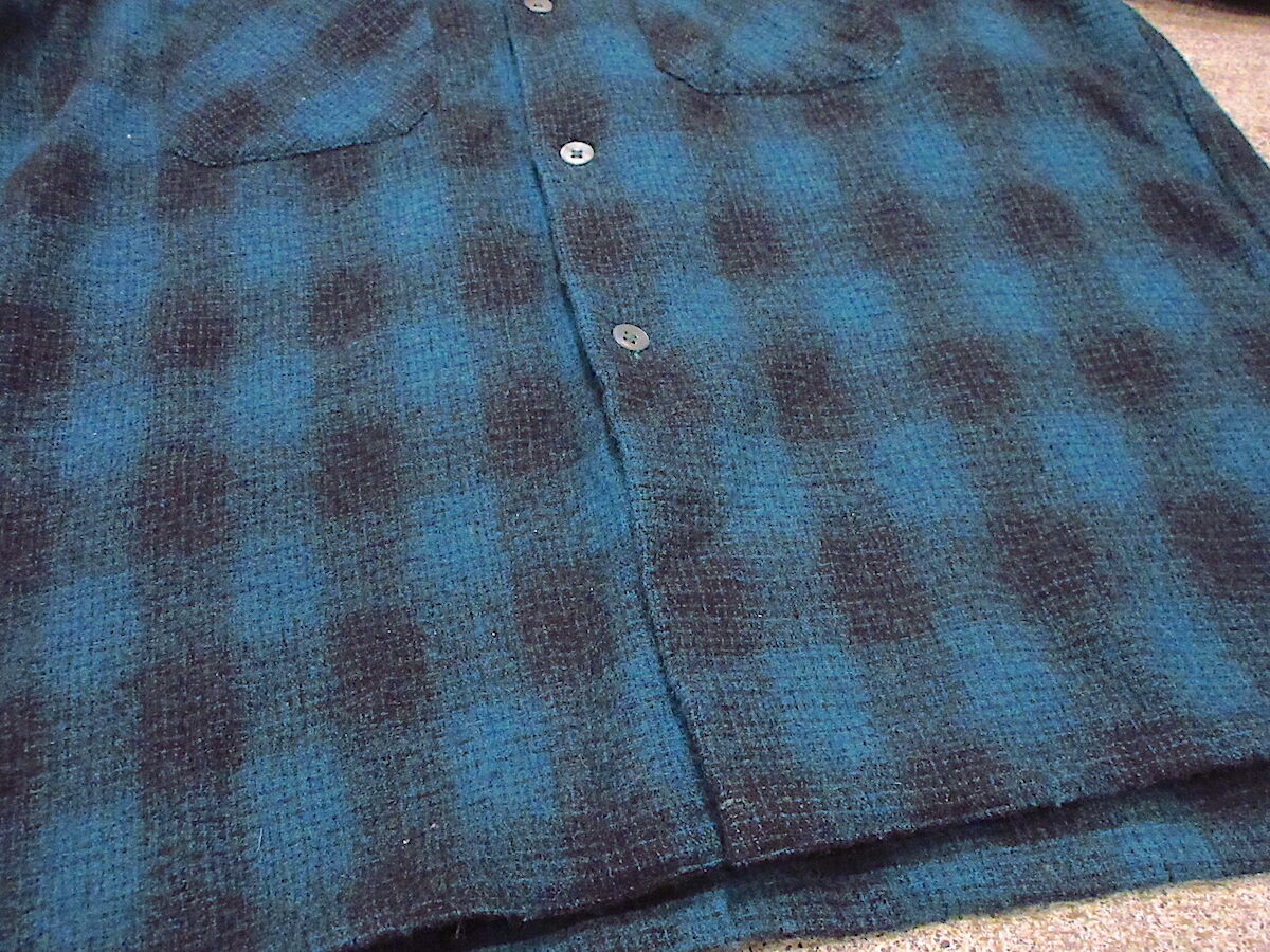ビンテージ50's○PILGRIMシャドーチェックウールループカラーシャツ