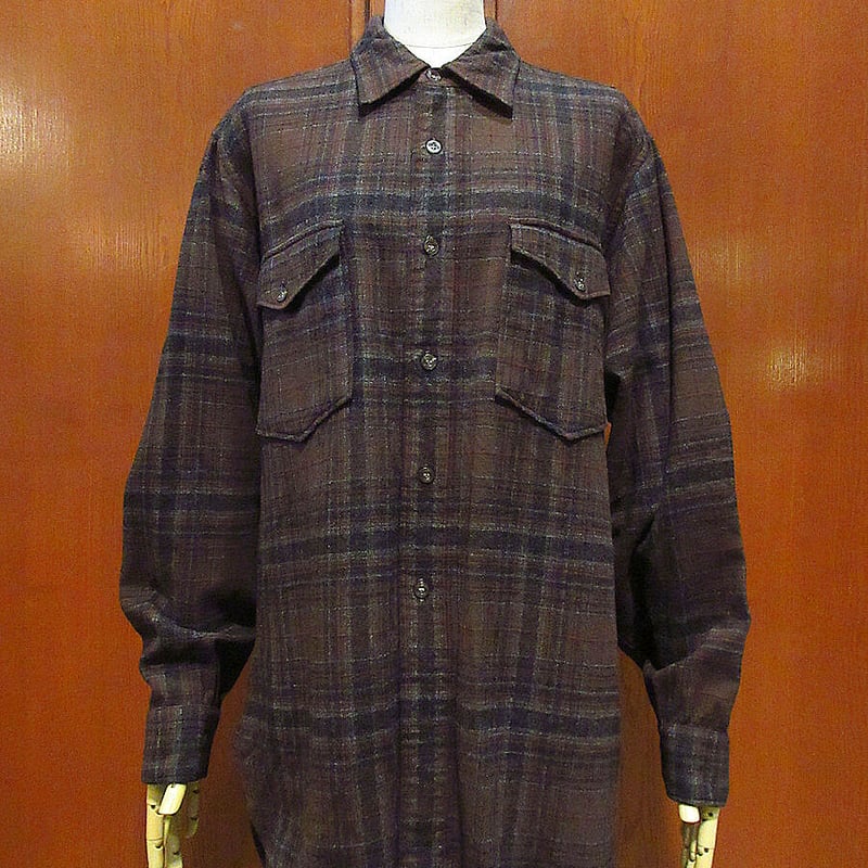 ビンテージ50's60's○PENDLETONチェックウールシャツ茶size 16 ビンテージ50's60's○PENDLETONチェックウールシャツ茶size 16