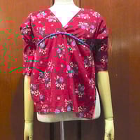 ビンテージ70's○レディースメキシコ刺繍半袖ブラウス白