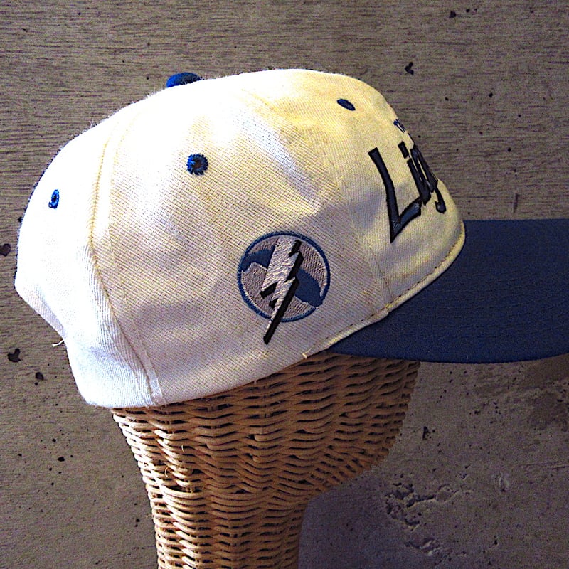 ビンテージ80's90's○TAMPA BAY Lightnimg 6パネルキャップ白×青