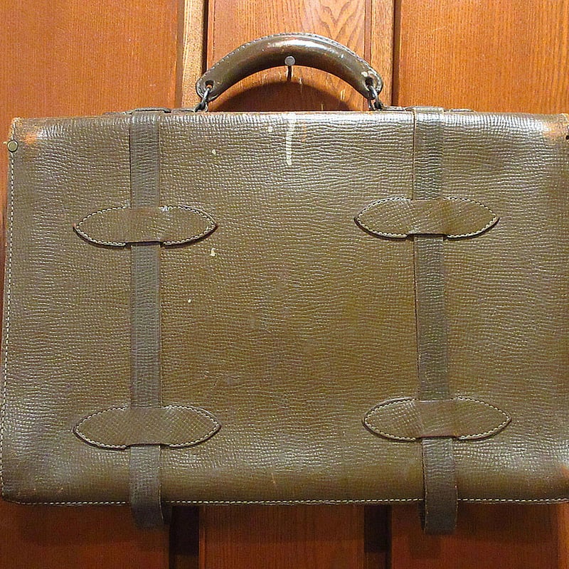 ビンテージ40's50's○ミリタリーレザーブリーフケース茶○221002i7-bag