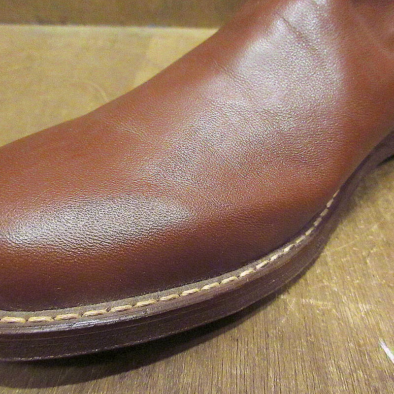 ビンテージ-80's○DEADSTOCK vulcanレザーロメオブーツ茶size 8○220