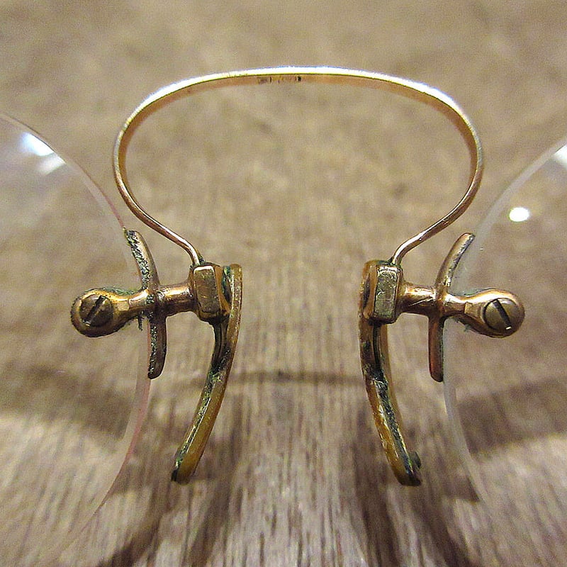 ビンテージ~40's○Cブリッジ型フィンチ眼鏡○221215i1-eygls 20s30sアン