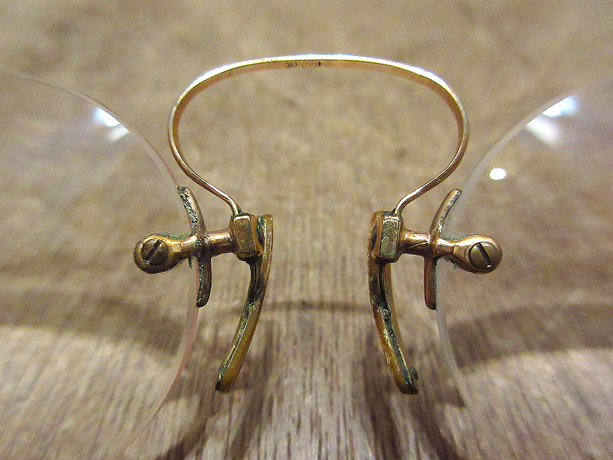 ビンテージ~40's○Cブリッジ型フィンチ眼鏡○221215i1-eygls 20s30sアン