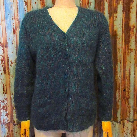 【極美品】シアーズ モヘアニットカーディガン グリーン　ヴィンテージ ヴィンテージ モヘア カーディガン【Sears TRADITIONAL COLLECTION