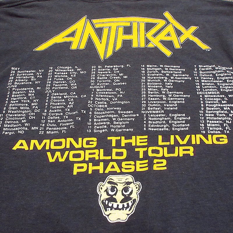 ビンテージ80's○ANTHRAX AMONG THE LIVINGワールドツアーT