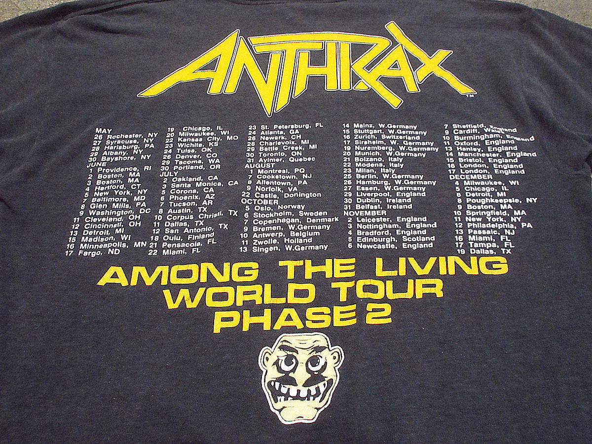 ビンテージ80's○ANTHRAX AMONG THE LIVINGワールドツアーTシャツ○2