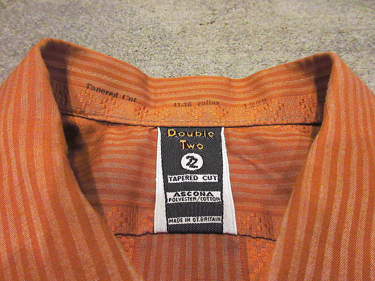 ビンテージ70's○Double Twoストライプ総柄長袖シャツsize 41-16 ビンテージ70's○Double Twoストライプ総柄長袖シャツsize 41-16