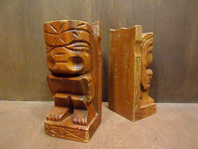 ビンテージ○ティキウッドブックエンド○210113n7-otclct ブック