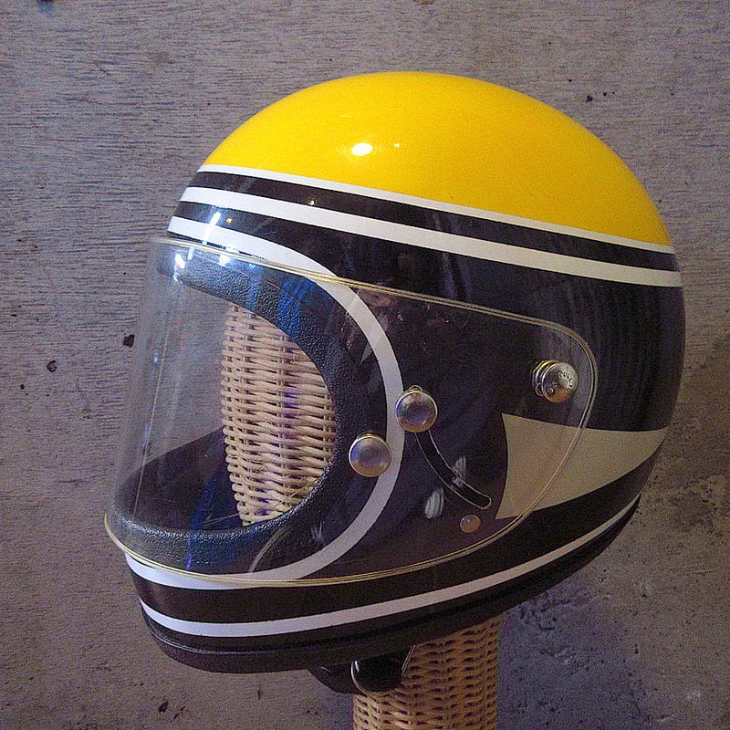 ビンテージ70's○DEADSTOCK FURY 500フルフェイスヘルメット白×黄色×黒