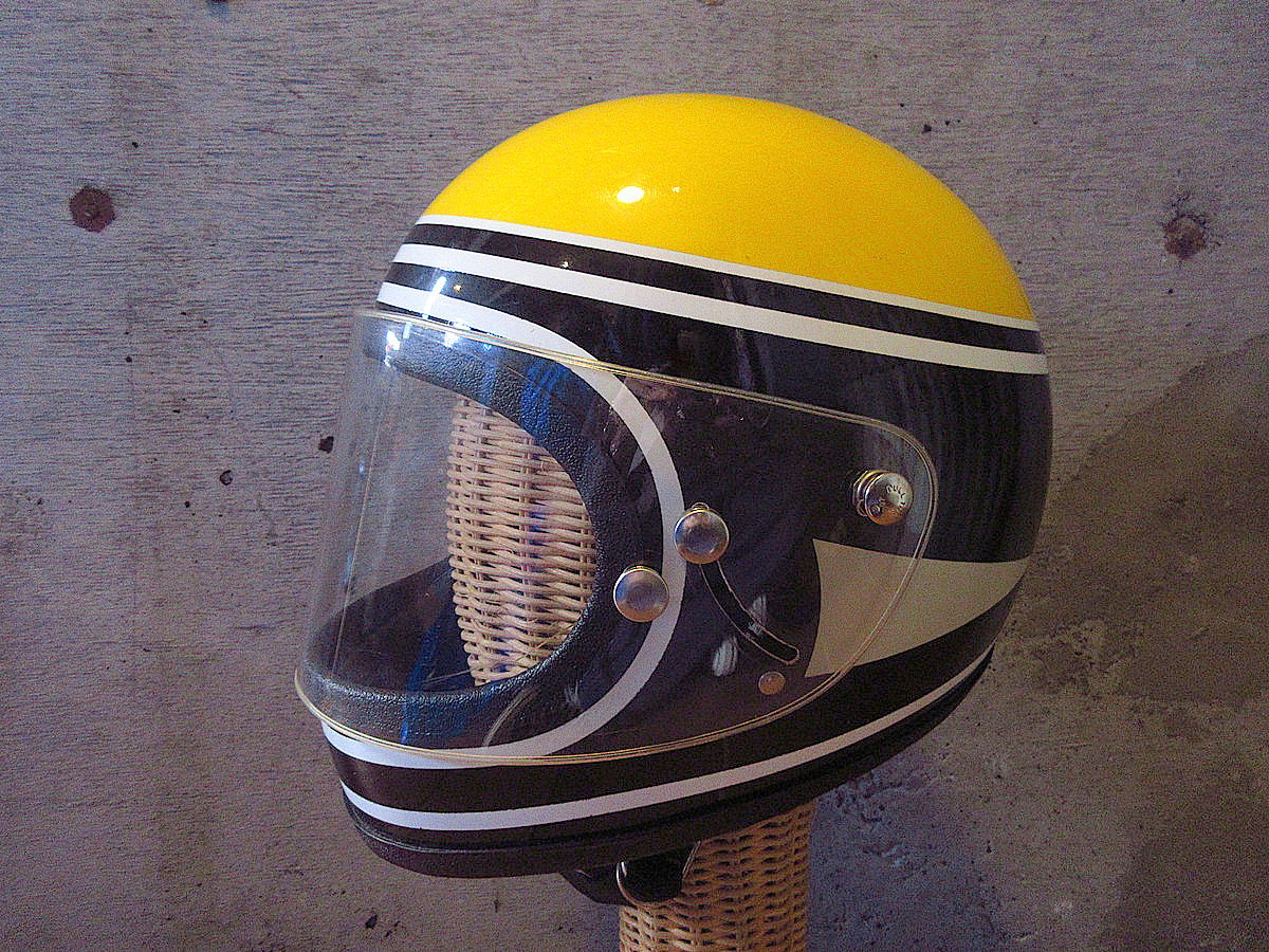 ビンテージ70's○DEADSTOCK FURY 500フルフェイスヘルメット白×黄色×黒
