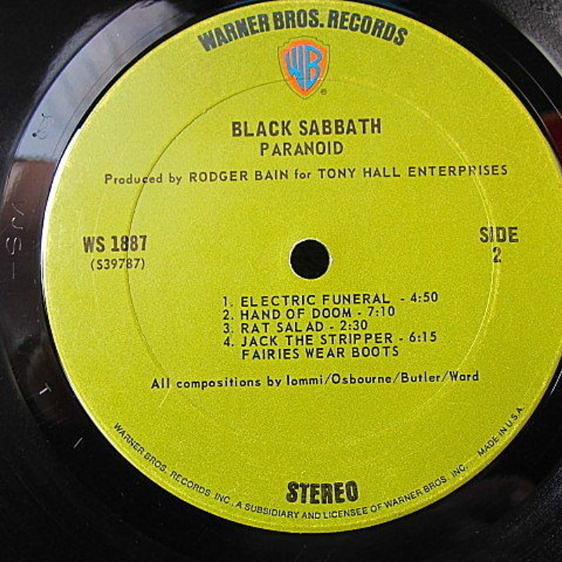 BLACK SABBATH○PARANOID Warner Bros WS 1887○2006