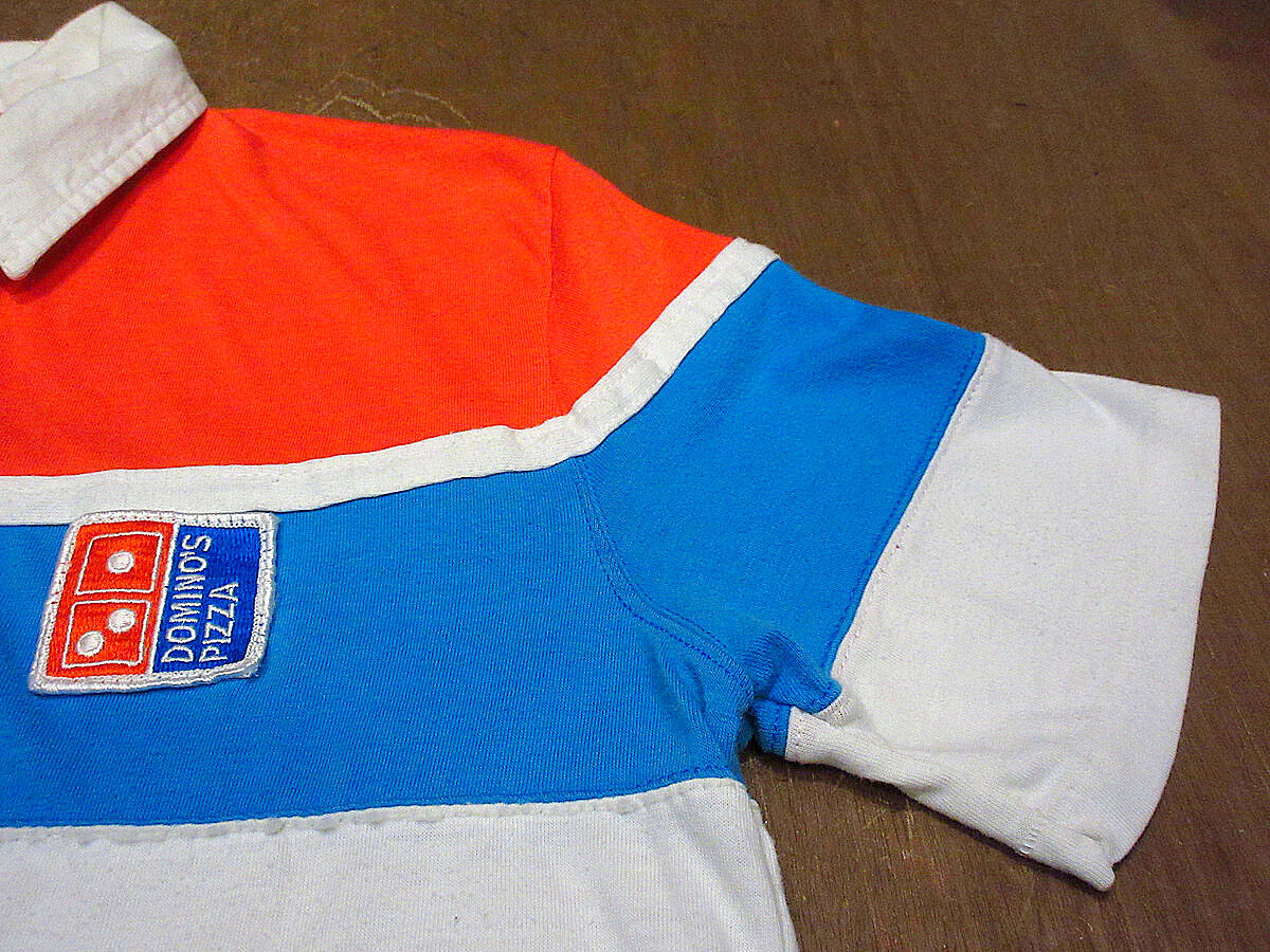 ビンテージ70's○DOMINO'S PIZZAスリートーンポロシャツsize L○22071