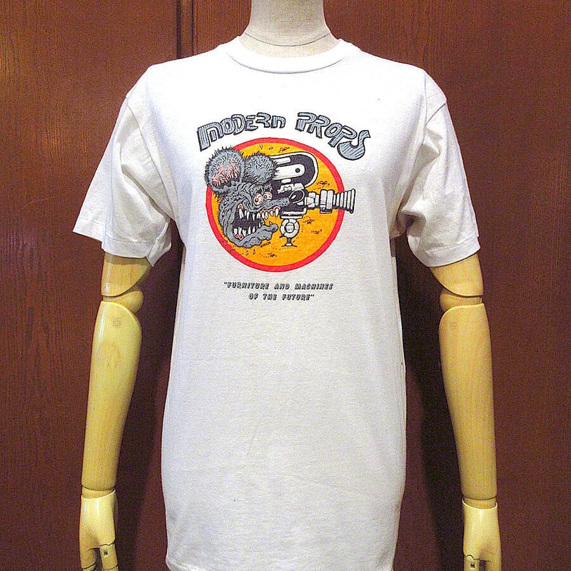 ビンテージ80's○RAT FINK MODERN PROPS両面プリントTシャツ白 ビンテージ80's○RAT FINK MODERN PROPS両面プリントTシャツ白