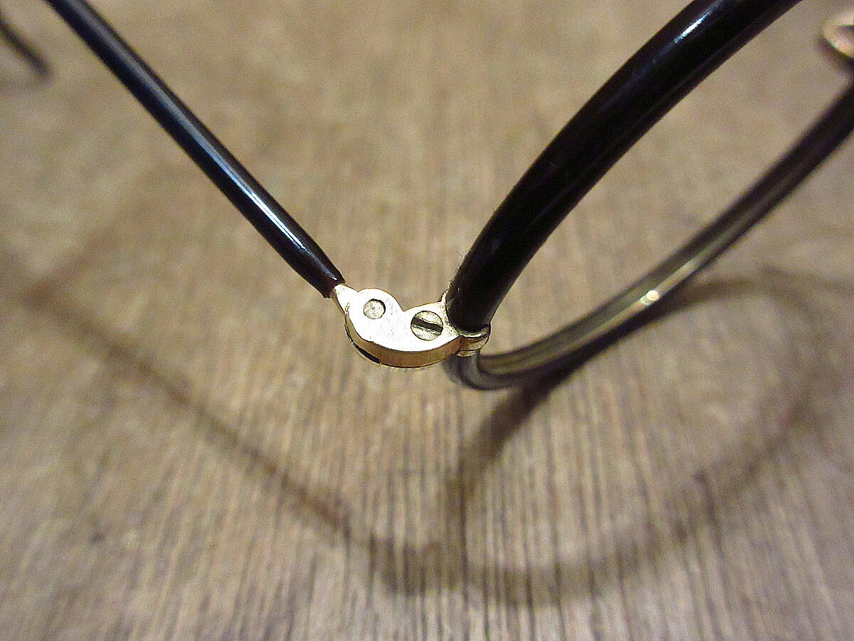 ビンテージ20's30's○ケース付きセル巻きラウンド眼鏡黒○220626i7