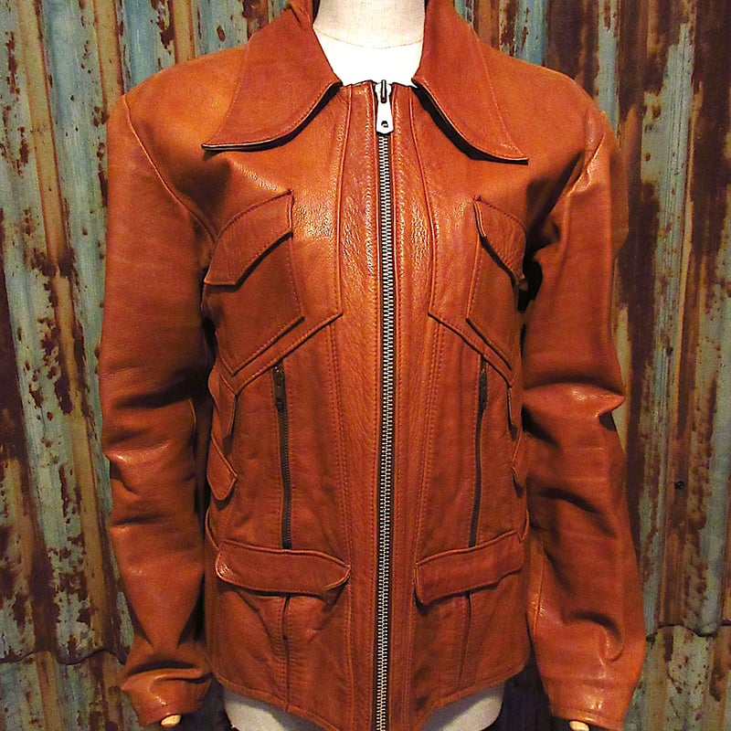 70's レザージャケット / ヴィンテージ 牛革 ウエスタン ヒッピー 古着 70s North Beach Leather ウエスタン レザークラフト ジャケット sizeM