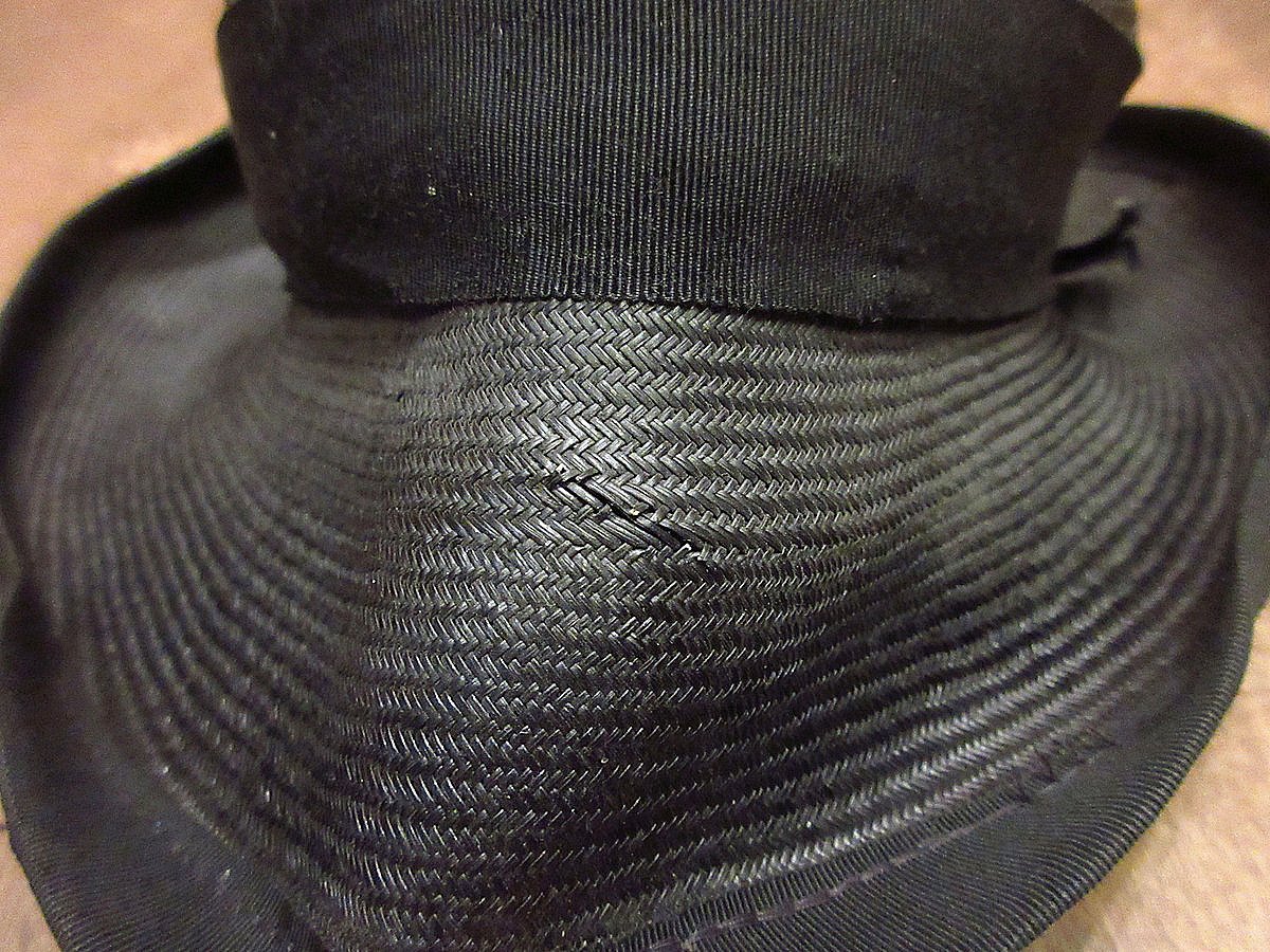 ビンテージ40's○レディースストローハット黒○240729i3-w-ht-str