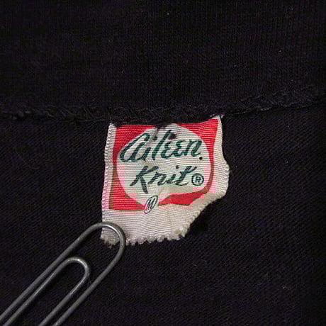 ビンテージ50's●aileen knitキッズハイネックコットン長袖Tシャツ黒M●210218s1-k-lstsh 1950s子供服ロンTカットソー無地