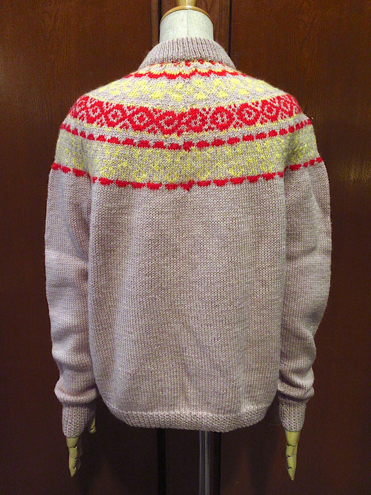 ビンテージ ギリシャ製 ノルディック ウール セーター ハンドメイド ニット ビンテージ○ノルディックセーターグレー○230926c1-m-swr ニット古着