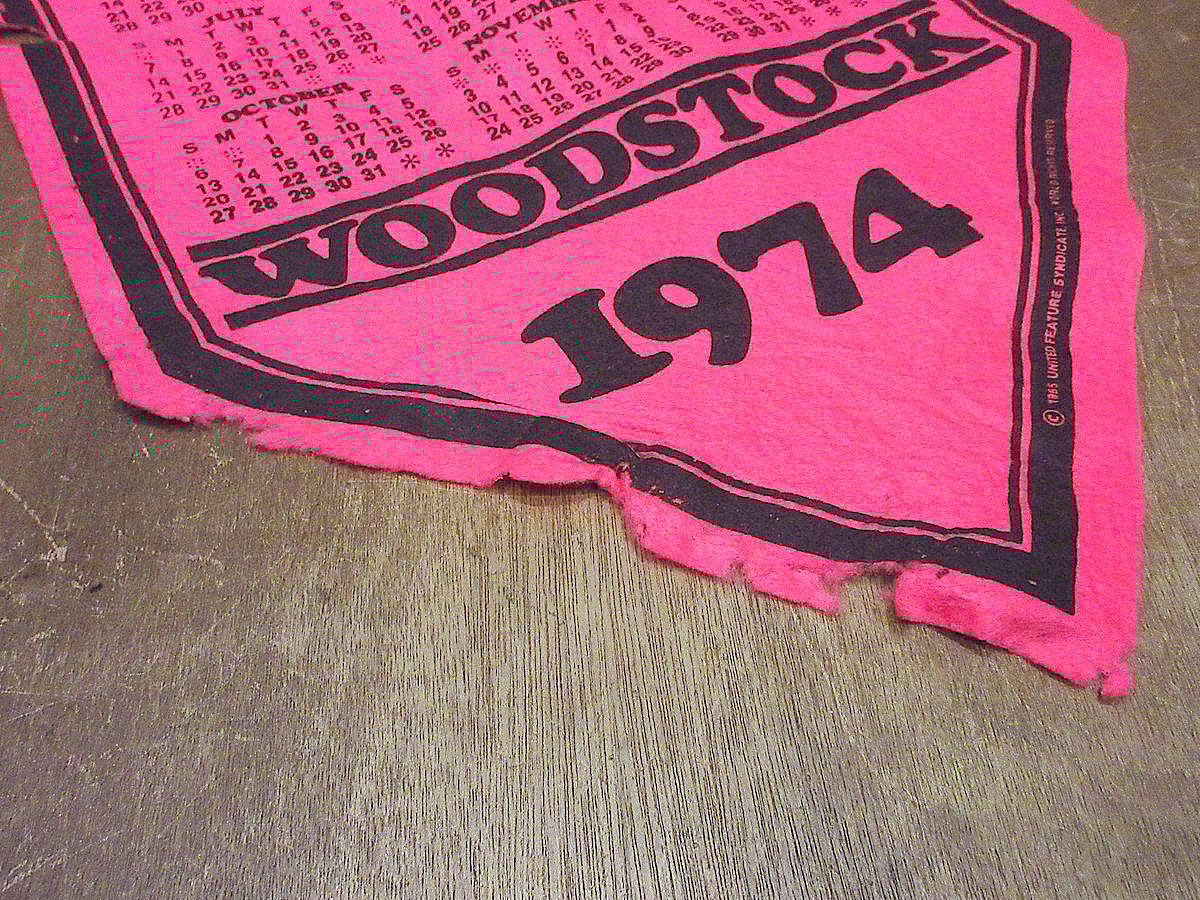 ビンテージ70's○WODSTOCK1974年フェルトカレンダーピンク