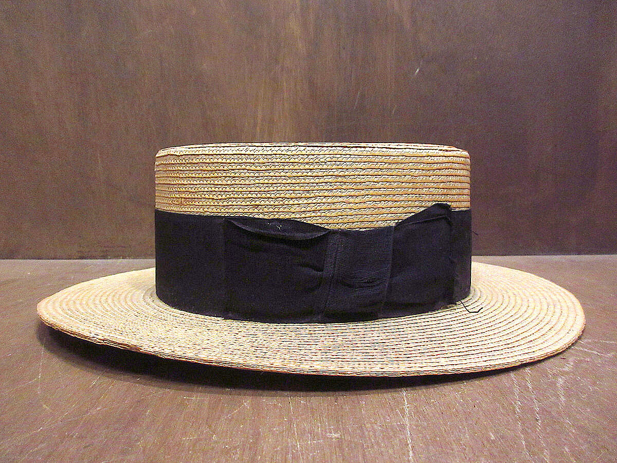 希少 STETSON 30sヴィンテージ カンカン帽 ボーターハット Sサイズ STETSON 帽子 カンカン帽 ステットソン NATURAL STRAW BOTER HAT