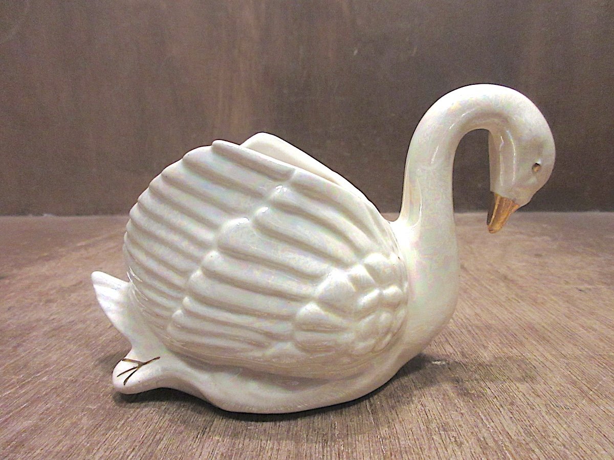 ヴィンテージ 鋳物 プランター ビンテージ○スワンモチーフセラミックプランター○251009z6-otclct