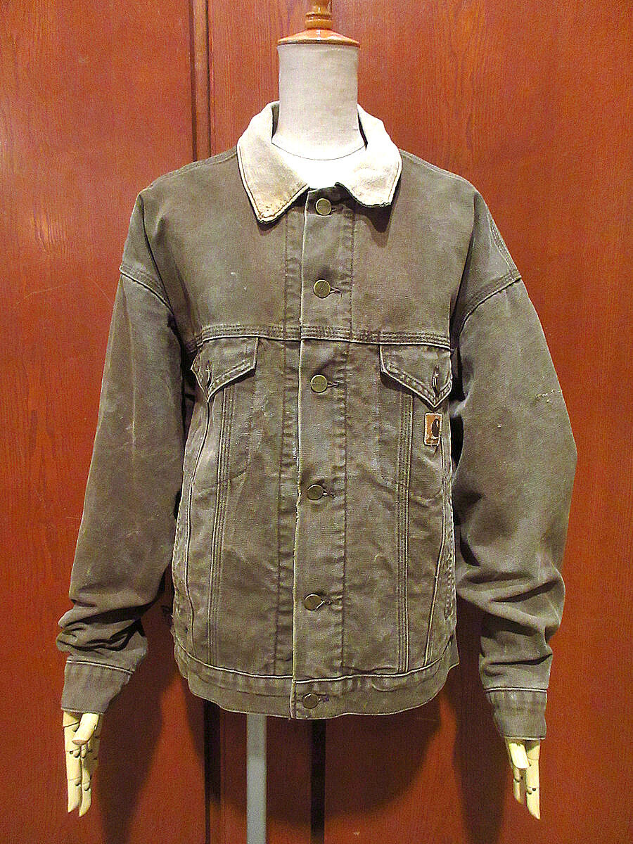 希少 carhartt ダック トラッカージャケット ネイビー　裏地ブランケット 80〜90s carhartt DUCK TRACKER JACKET MADE IN USA