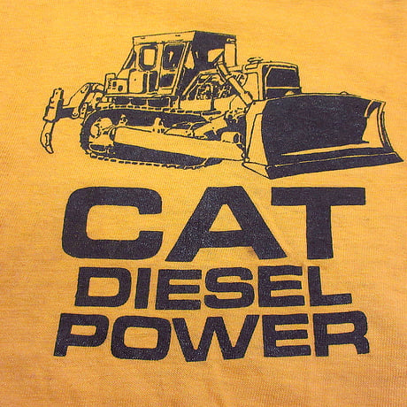 ビンテージ70's●ChampionバータグCAT DIESEL POWERプリントフットボールTシャツ黄size XL●240703i3-m-tsh-chチャンピオンUSA製