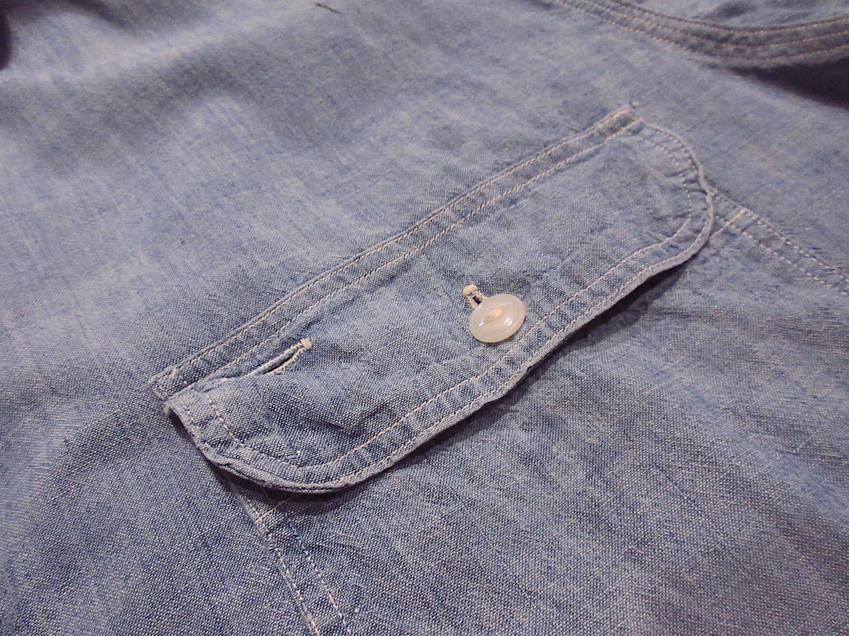 ビンテージ50s○PENNEY'Sマチ付きシャンブレーワークシャツ青