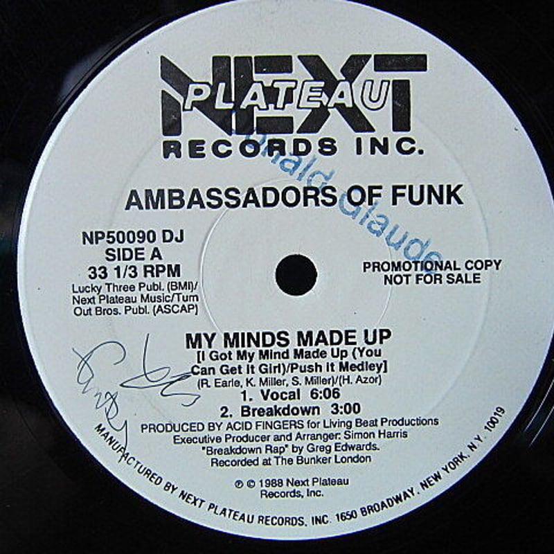 AMBASSADORS OF FUNK○MY MINDS MADE UP Next Plate