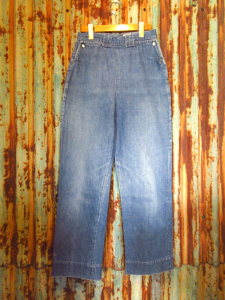 50sスカート60sデニム ランチパンツビンテージ　ジーンズハイウエスト ビンテージ50's○Levi'sデニムランチパンツ実寸W64○231226k3-w