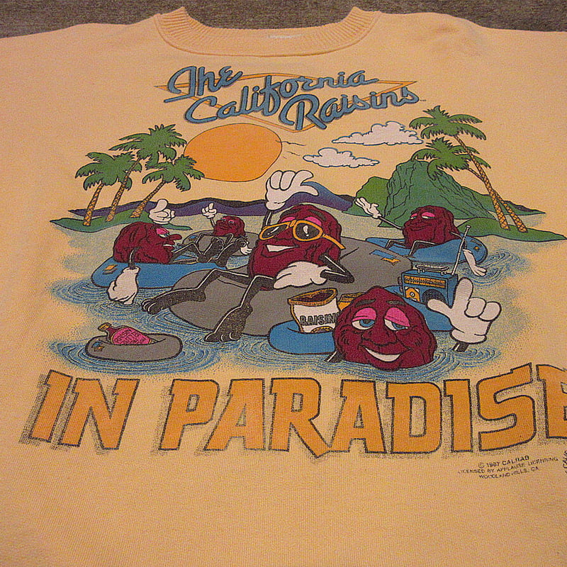 ビンテージ80's○The California Raisinsプリントスウェット黄○2104