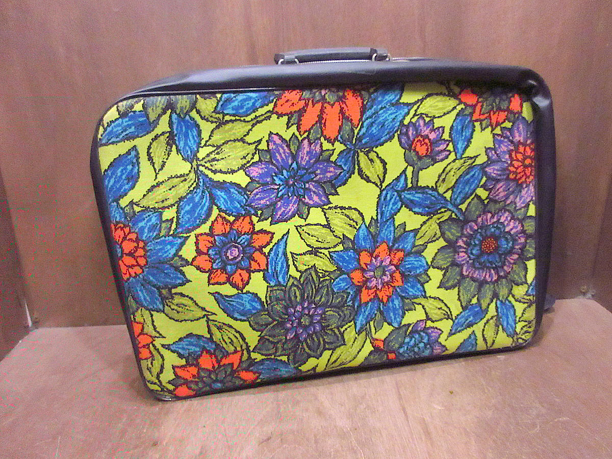 ビンテージ70's○レトロ花柄トランクケース○240518j1-bag-trk