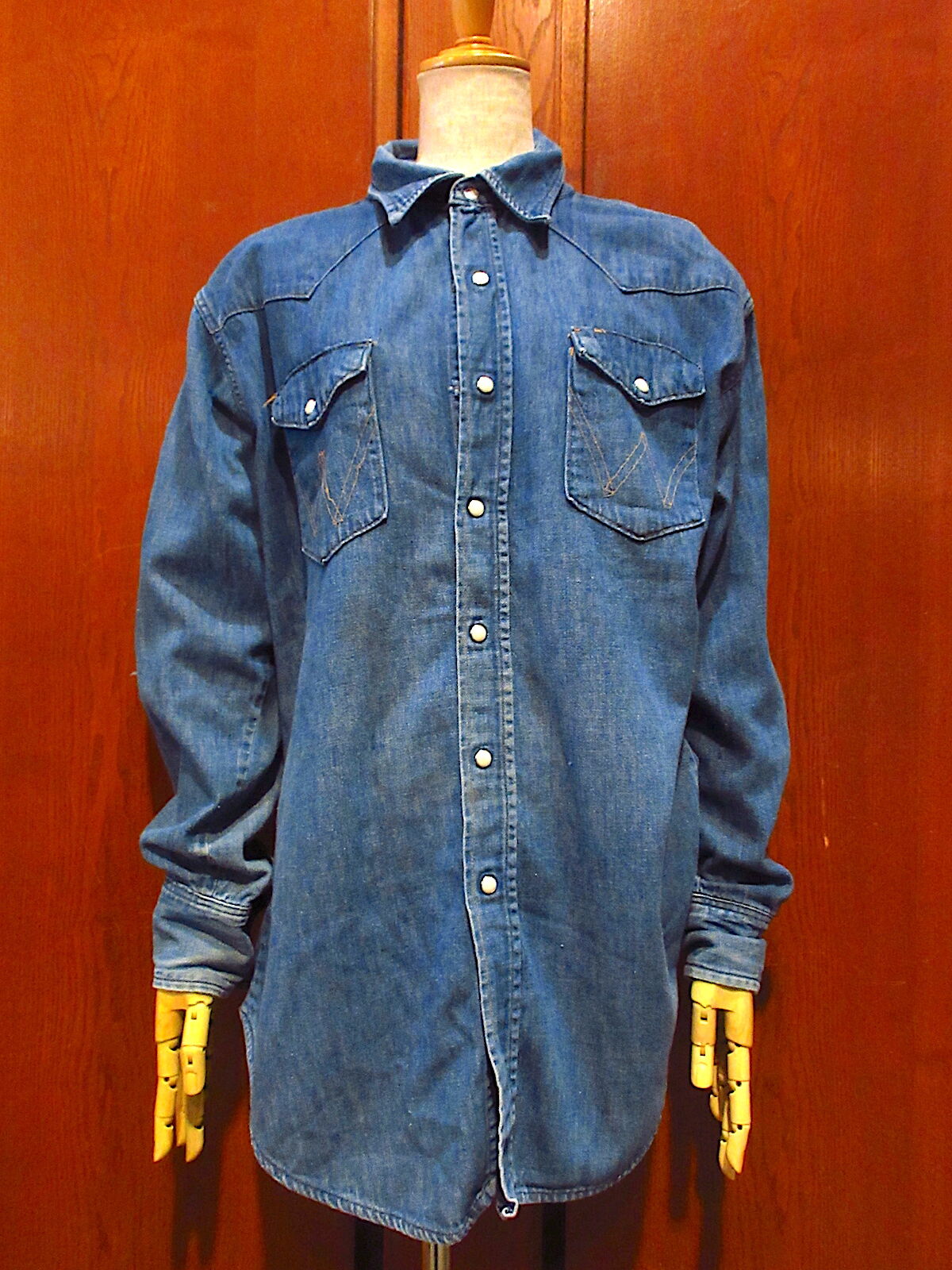 ビンテージ60's○Wrangler 27MWデニムウエスタンシャツsize 16 1/2-3