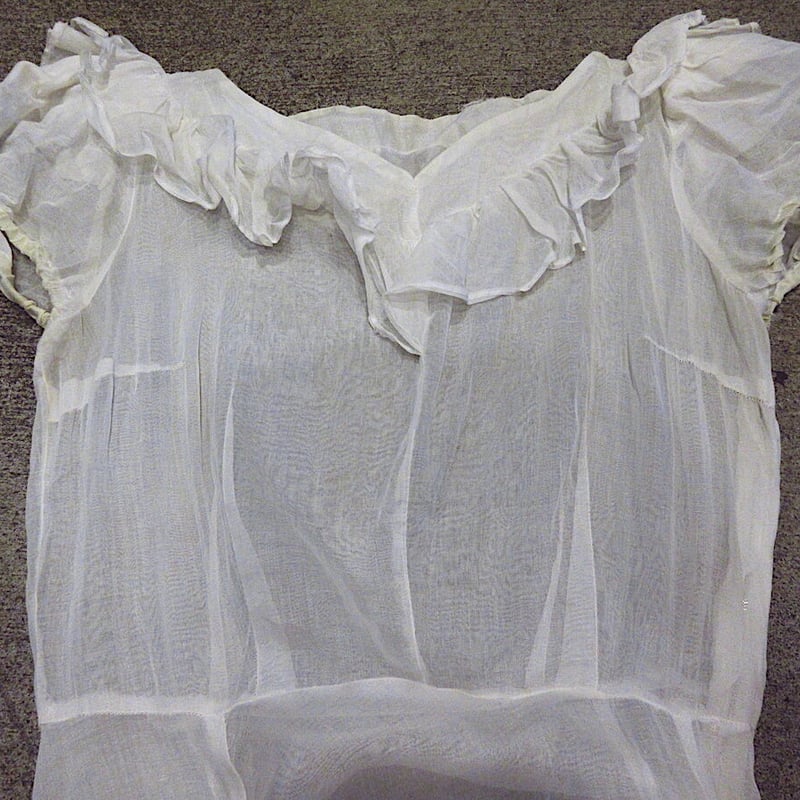 ウェディングドレス シモンヌ ヴィンテージ アンティーク ビンテージ40's○シースルーフリルウェディングドレス○230929c4