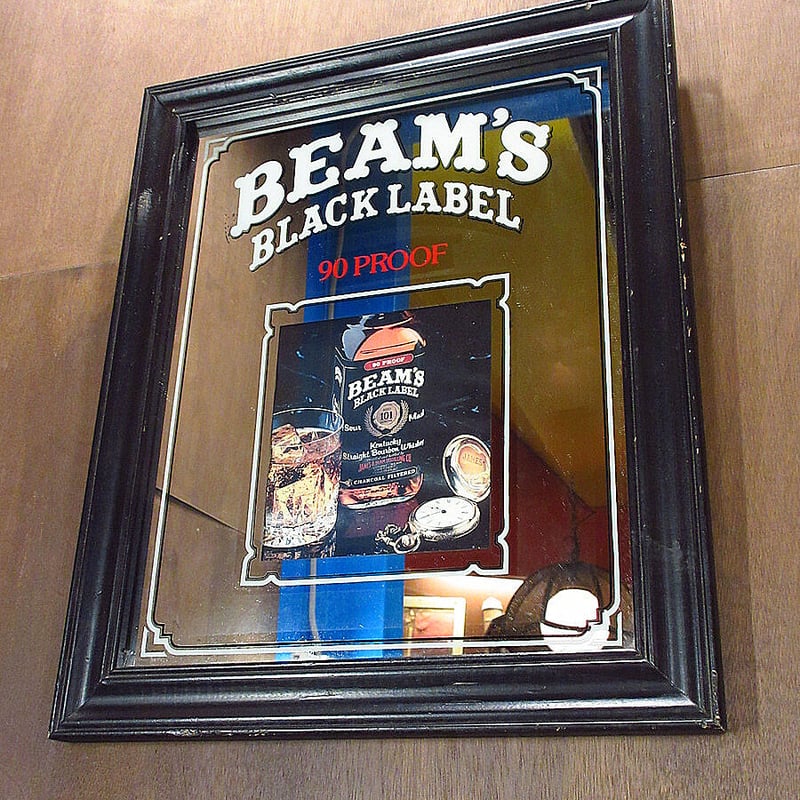 ヴィンテージJim Beam ジムビームバーボンウイスキー パブミラー鏡