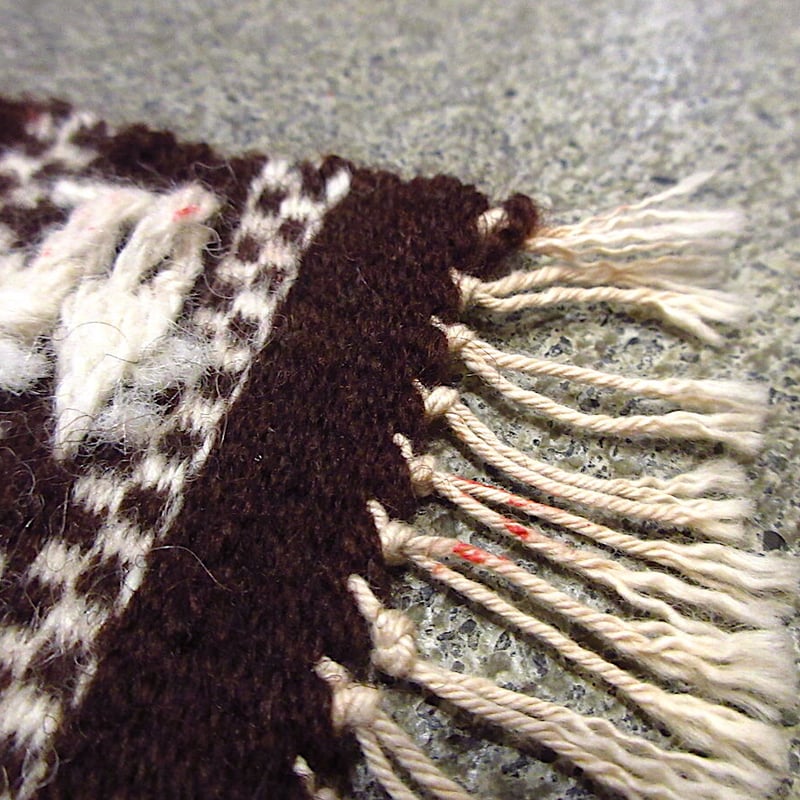 ヴィンテージラグ ウール製 ビンテージ○ネイティブウールラグ茶約42cm×約19cm○220622c3-rug