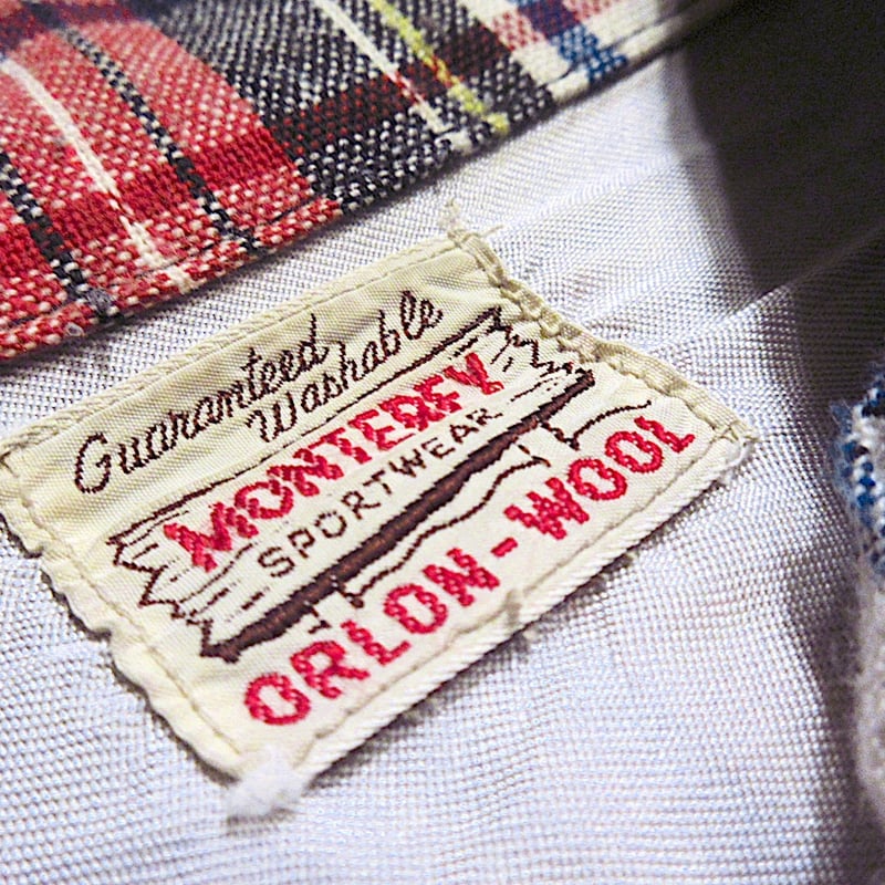 ビンテージ50's○MONTEREY SPORTSWEARチェックウール長袖ループカラー