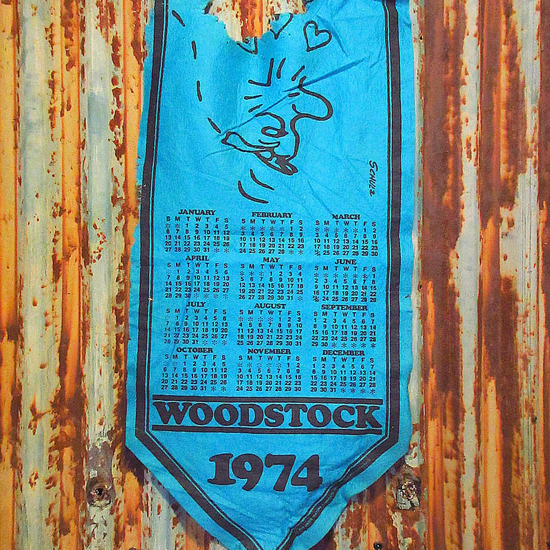 ビンテージ70's○WOODSTOCKフェルトバナーカレンダー1974○241029k4-si