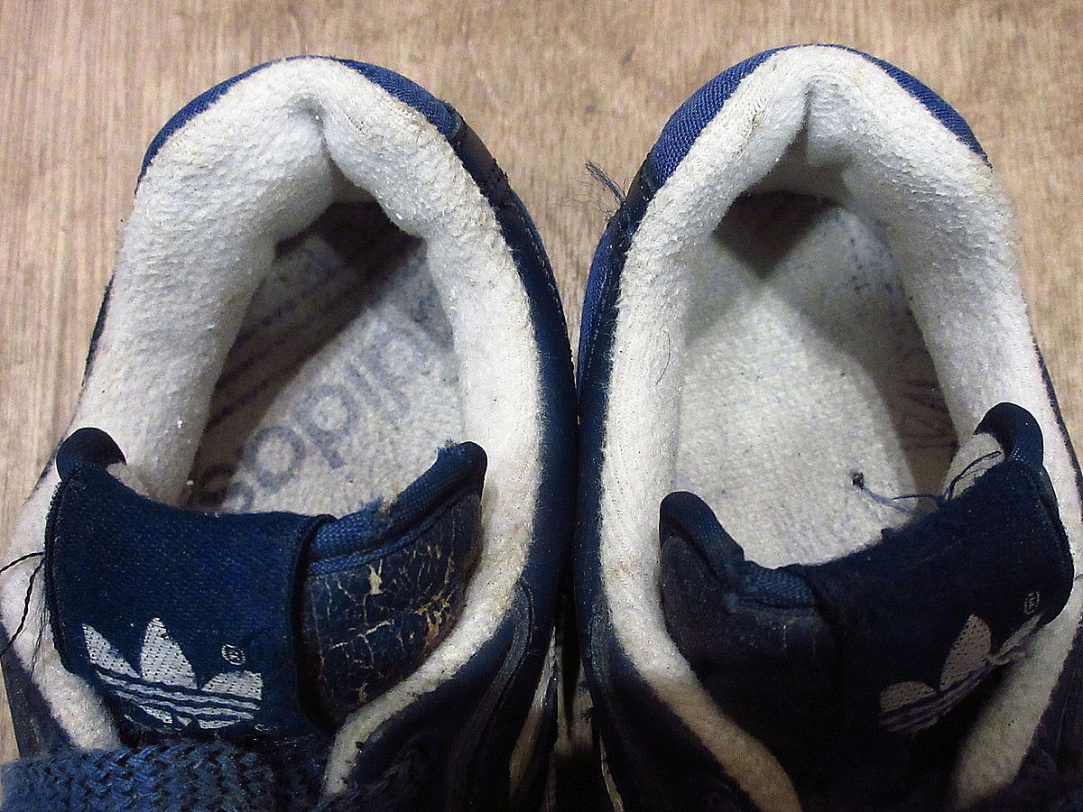 ビンテージ80's90's○adidasレディースレザースニーカー紺size 3 1/2