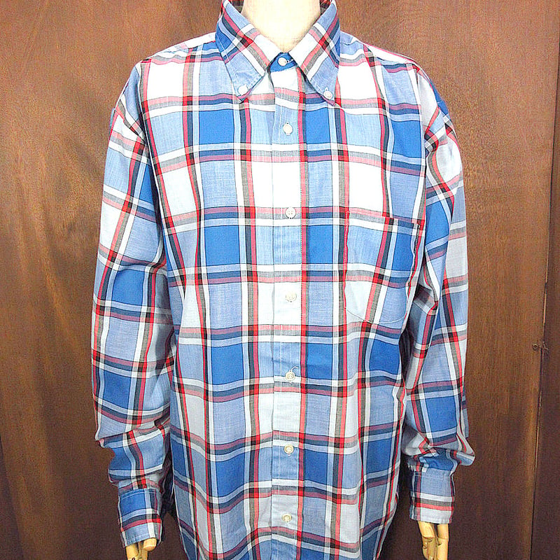 ビンテージ60's70's○Penneysチェック柄長袖シャツsize L○231108j8-...