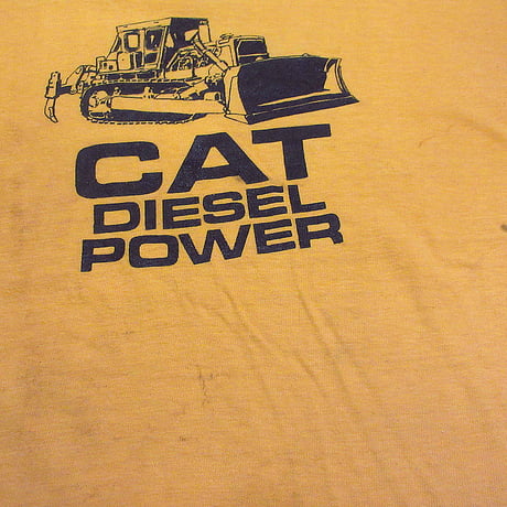 ビンテージ70's●ChampionバータグCAT DIESEL POWERプリントフットボールTシャツ黄size XL●240703i3-m-tsh-chチャンピオンUSA製