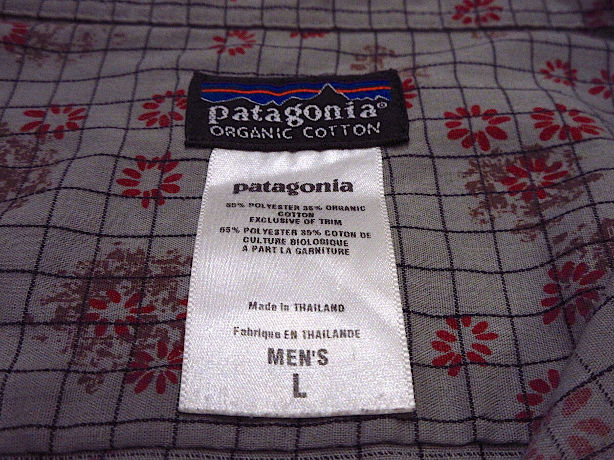 ビンテージ○Patagoniaチェック総柄長袖シャツグレーsize L