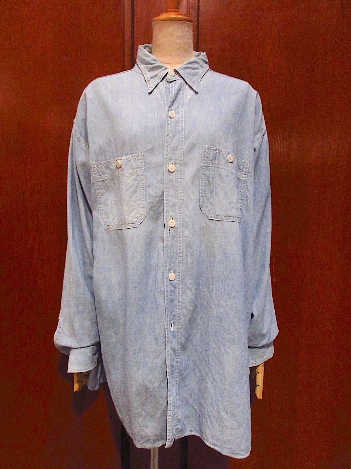 ビンテージ40's50s○Homesteaderマチ付きシャンブレーワーク